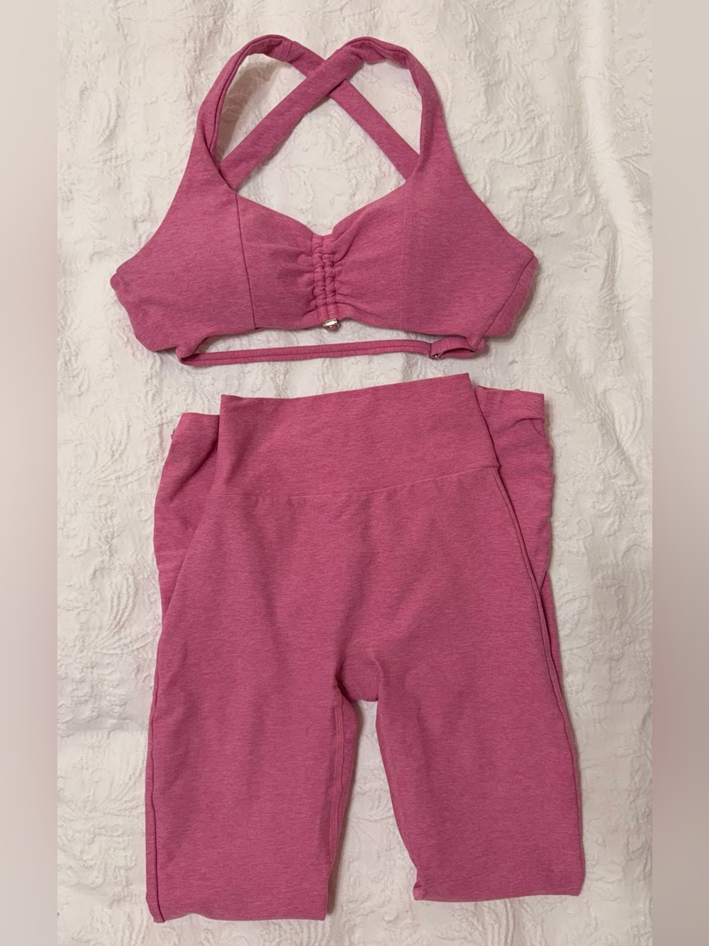 Bombshell Sportswear Pink High-Rise Performance Leggings & Bra Set